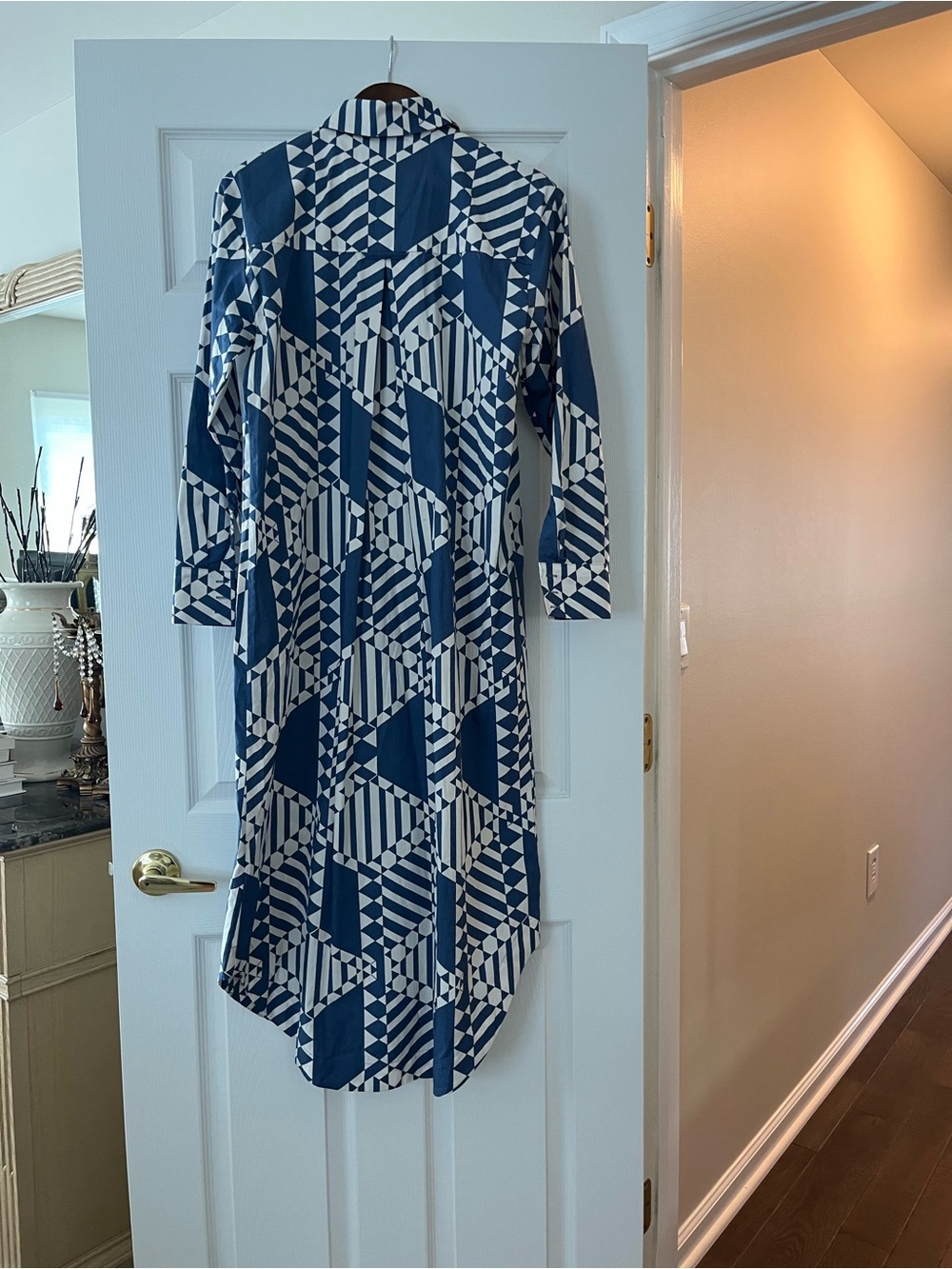 Wedgwood Navy and White Geometric Shirt Dress Maeve, Anthropology - Picture 6 of 7